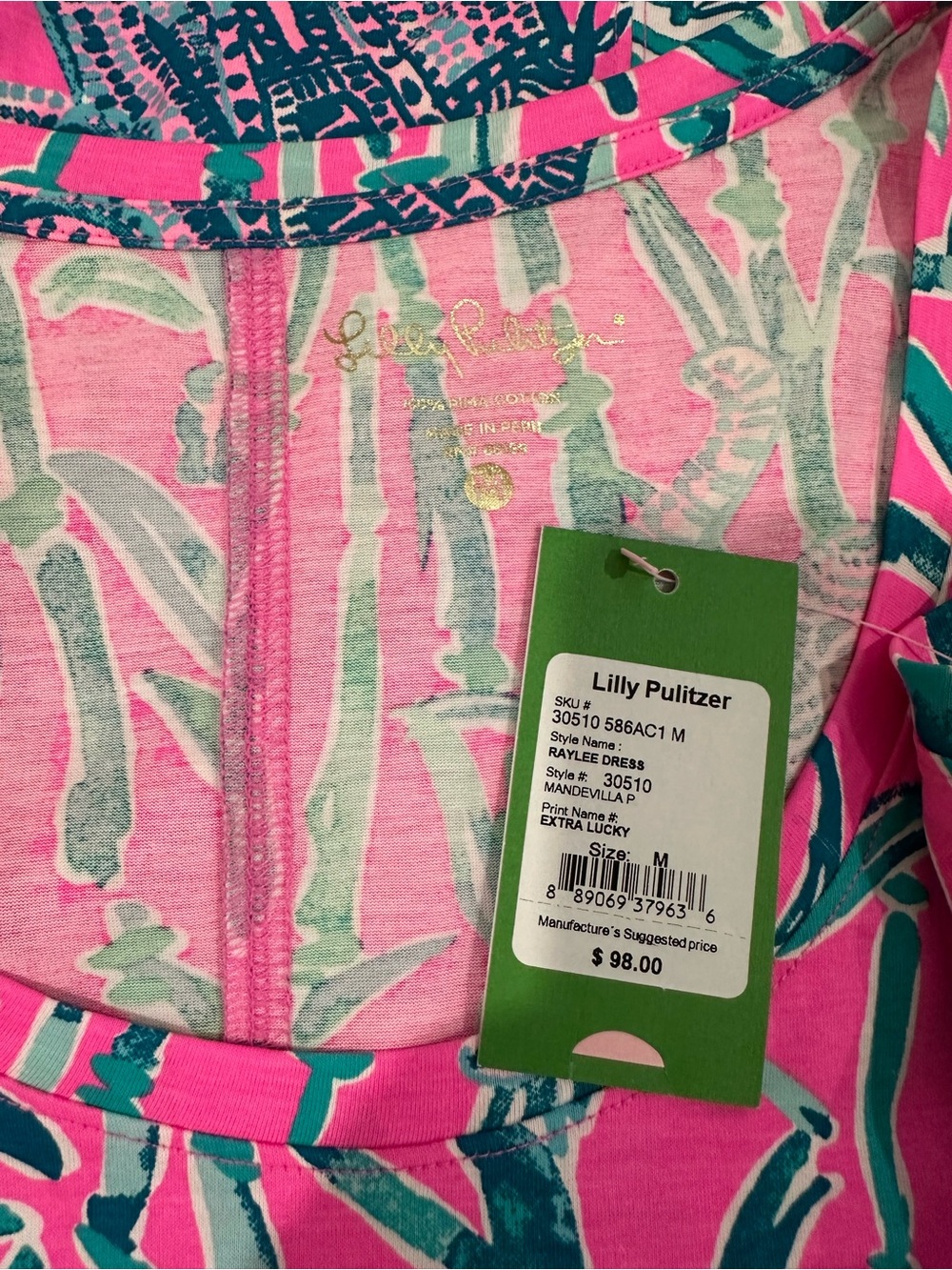 NWT Lilly Pulitzer Raylee Dress Mandavilla Pink Extra Lucky Size Medium - Picture 8 of 10